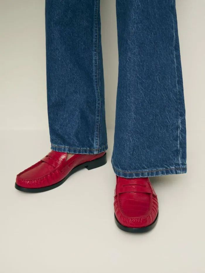 Shoes The Reformation Ani Ruched Loafer Red Croc
