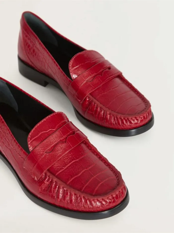 Shoes The Reformation Ani Ruched Loafer Red Croc