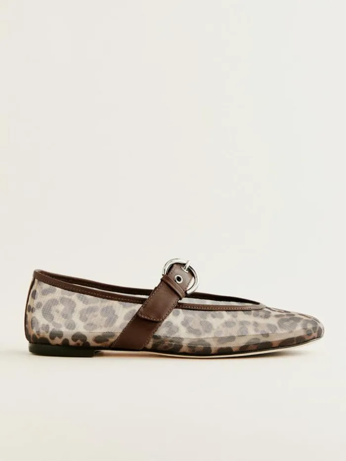 Shoes The Reformation Bethany Ballet Flat Leopard Mesh