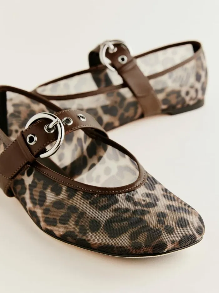 Shoes The Reformation Bethany Ballet Flat Leopard Mesh