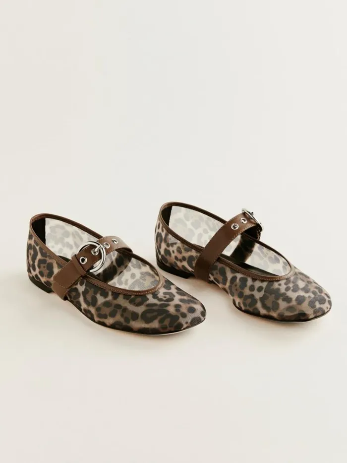 Shoes The Reformation Bethany Ballet Flat Leopard Mesh