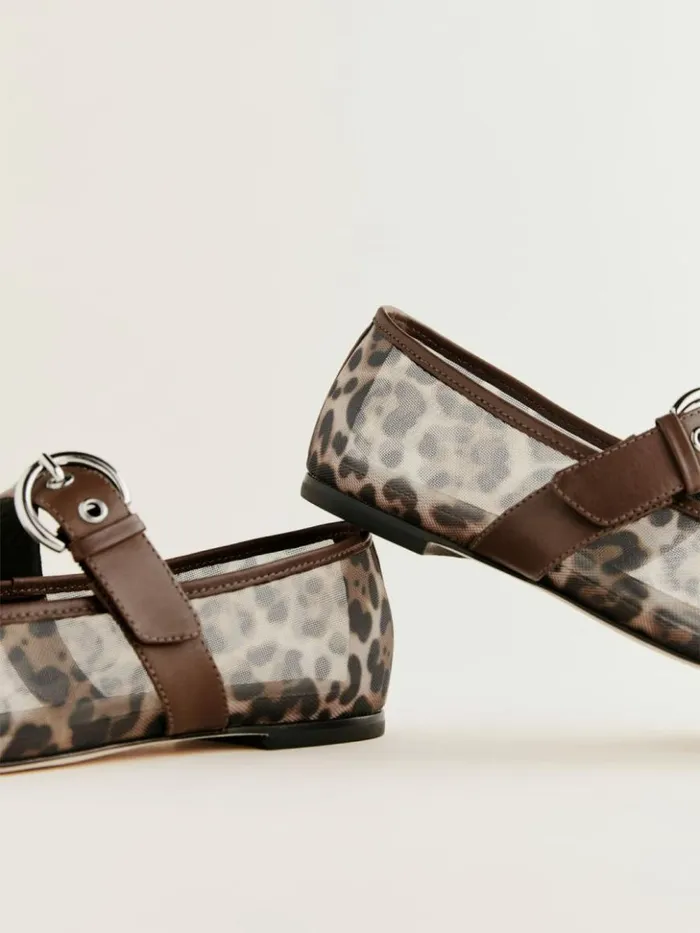 Shoes The Reformation Bethany Ballet Flat Leopard Mesh