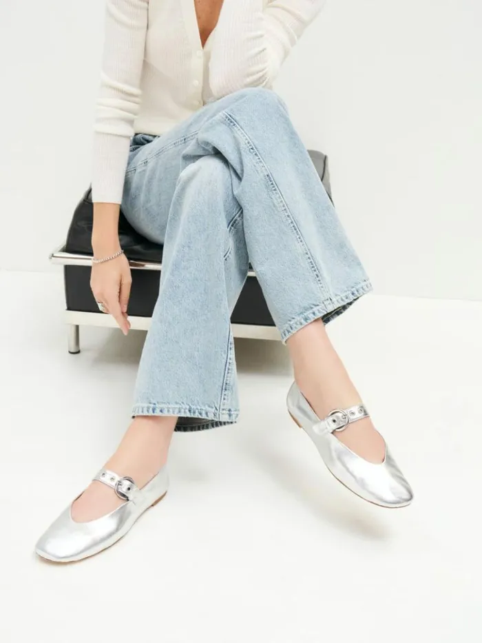 Shoes The Reformation Bethany Ballet Flat Silver