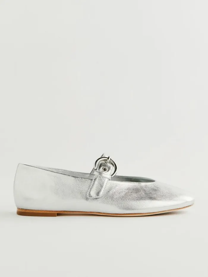 Shoes The Reformation Bethany Ballet Flat Silver