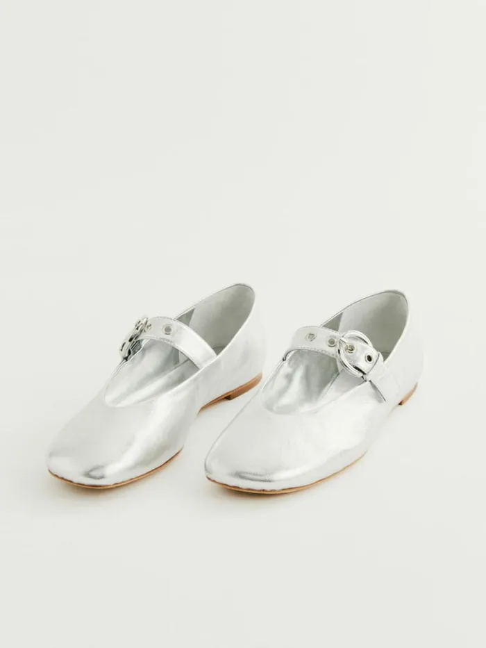 Shoes The Reformation Bethany Ballet Flat Silver