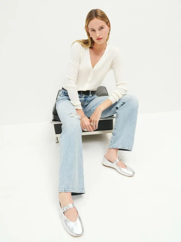 Shoes The Reformation Bethany Ballet Flat Silver