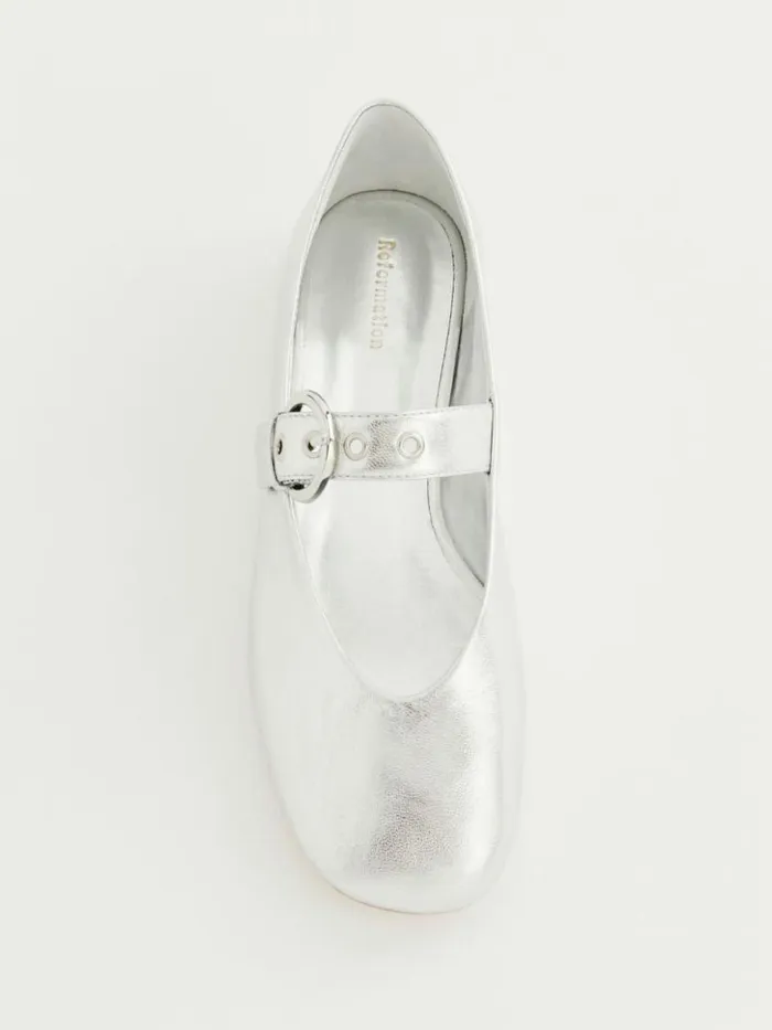 Shoes The Reformation Bethany Ballet Flat Silver