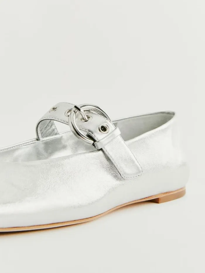 Shoes The Reformation Bethany Ballet Flat Silver