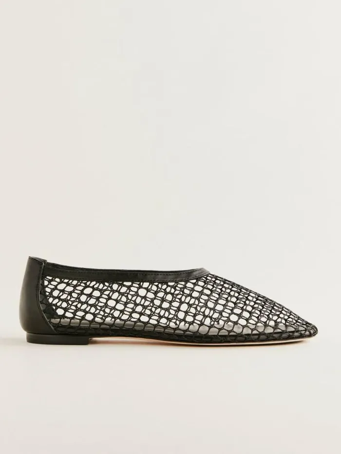 Shoes The Reformation Britt Ballet Flat Black Mesh