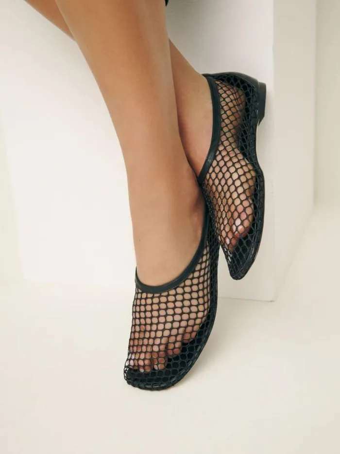 Shoes The Reformation Britt Ballet Flat Black Mesh