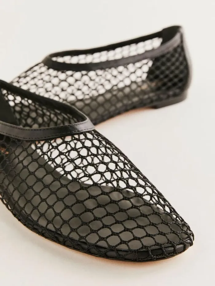 Shoes The Reformation Britt Ballet Flat Black Mesh