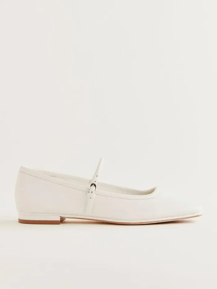 Shoes The Reformation Charlie Ballet Flat White Leather