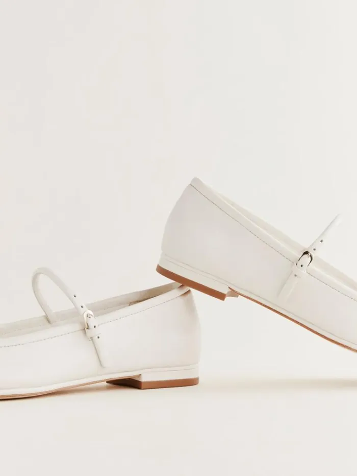 Shoes The Reformation Charlie Ballet Flat White Leather