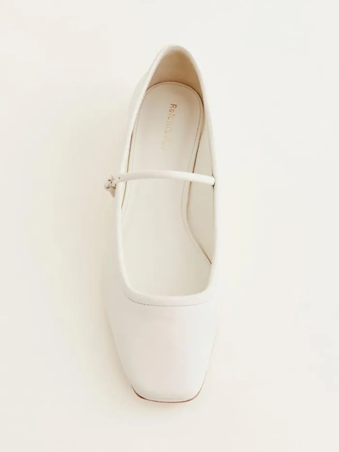 Shoes The Reformation Charlie Ballet Flat White Leather