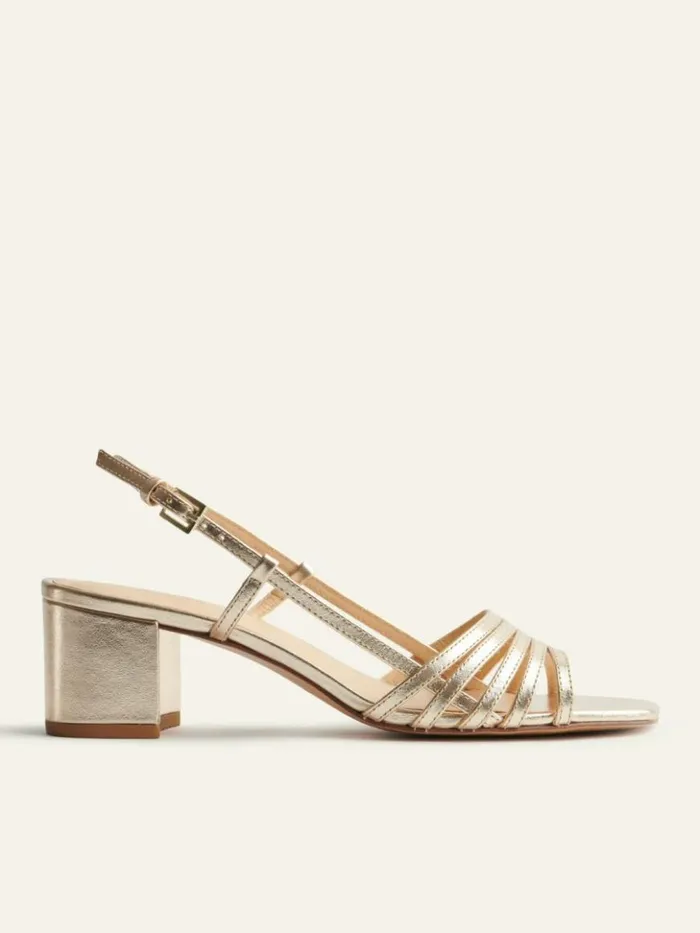 Shoes The Reformation Eleonora Sling Back Block Heel Sandal Gold