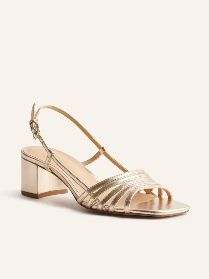 Shoes The Reformation Eleonora Sling Back Block Heel Sandal Gold