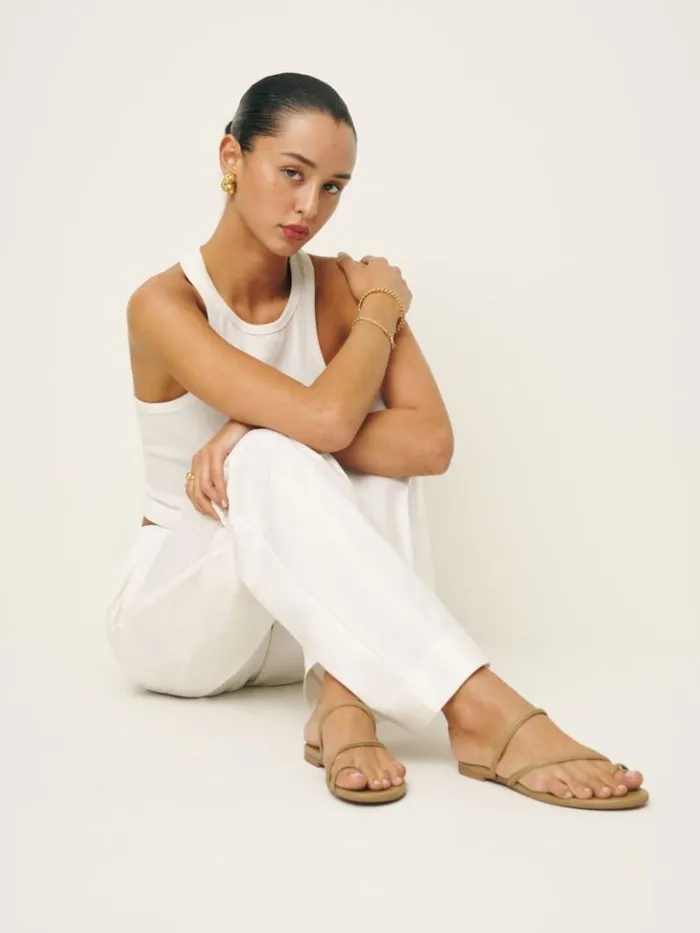 Shoes The Reformation Ludo Toe Ring Strappy Flat Sandal Cerignola Leather