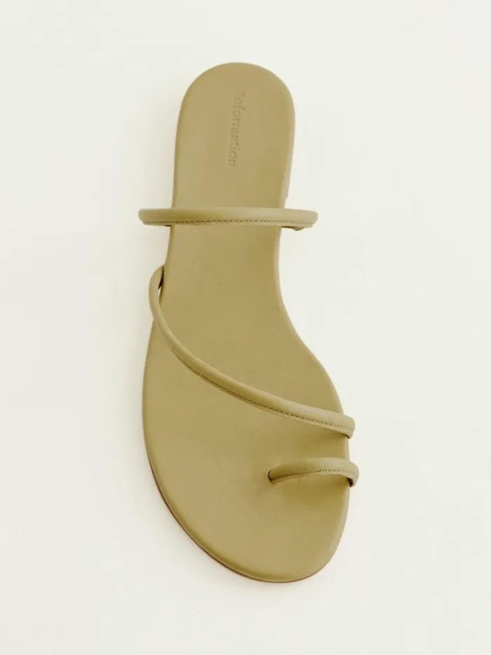 Shoes The Reformation Ludo Toe Ring Strappy Flat Sandal Cerignola Leather