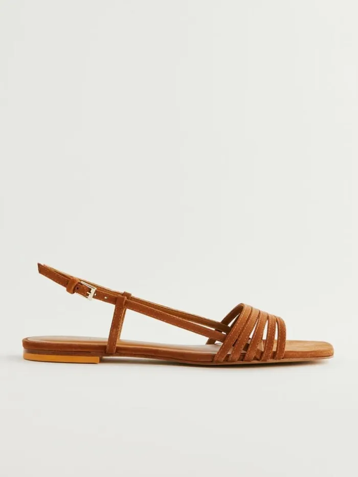 Shoes The Reformation Millie Lattice Flat Sandal Toasted Brown Suede