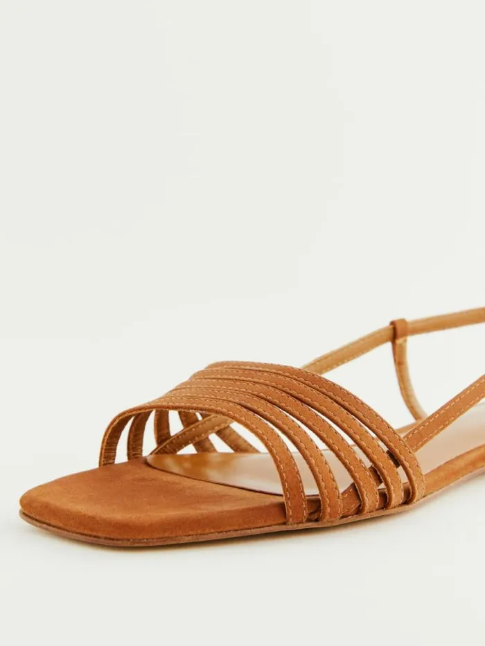 Shoes The Reformation Millie Lattice Flat Sandal Toasted Brown Suede
