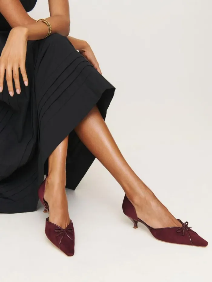Shoes The Reformation Nunzia Kitten Pump Ruby Suede