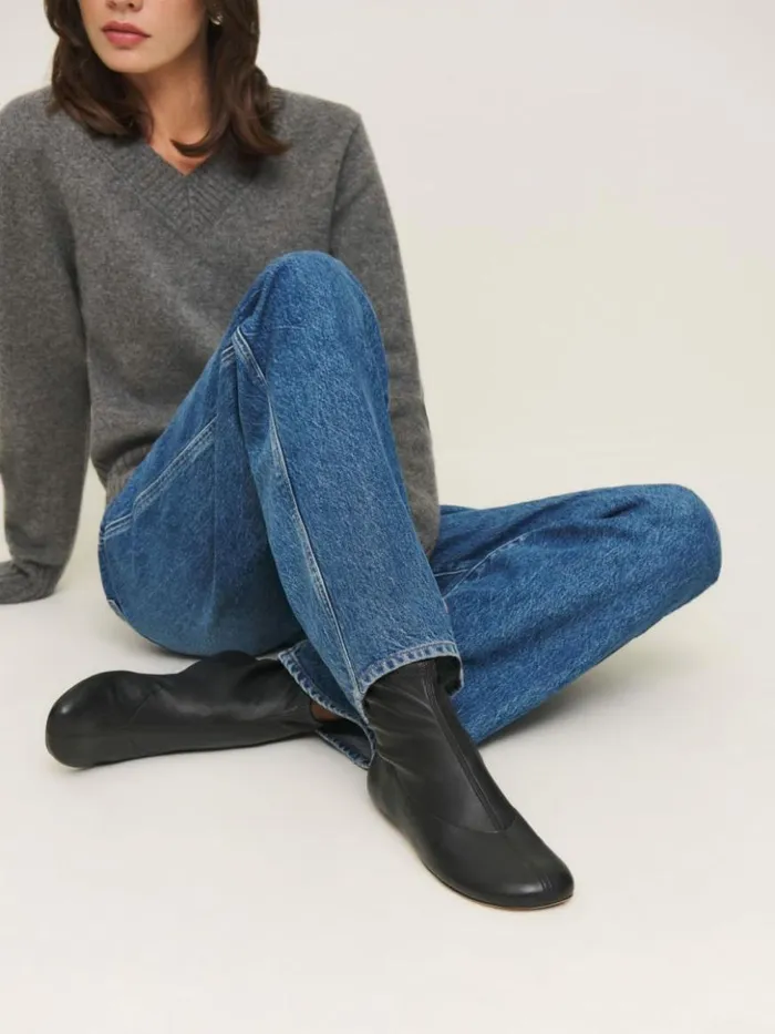 Shoes The Reformation Payton Stretch Bootie Black Stretch Leather