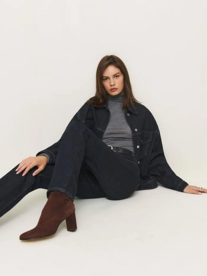Shoes The Reformation Presley Ankle Boot Espresso Stretch Suede