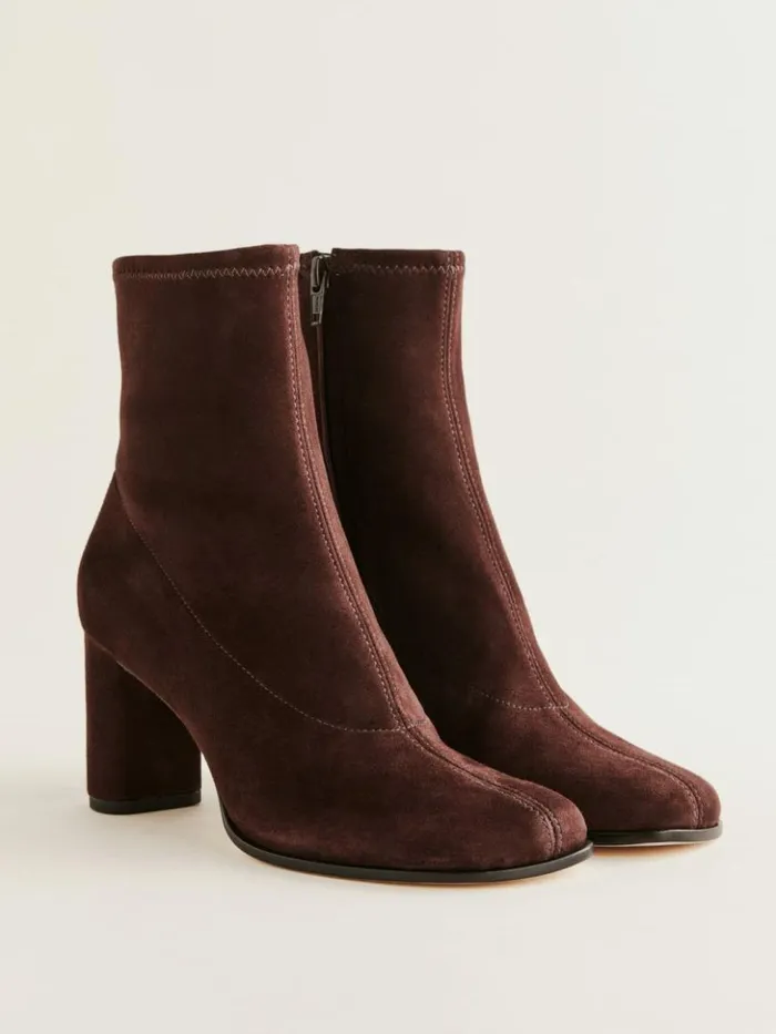 Shoes The Reformation Presley Ankle Boot Espresso Stretch Suede