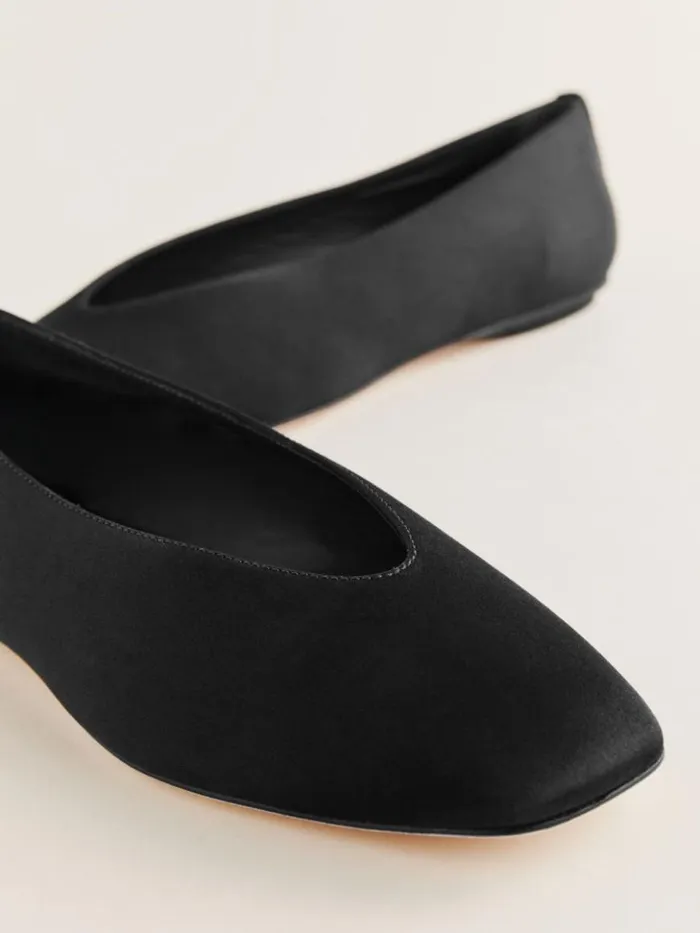 Shoes The Reformation Prudence Ballet Flat Black Satin