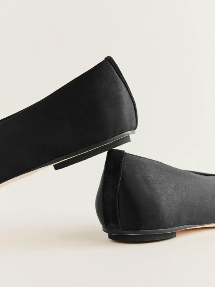 Shoes The Reformation Prudence Ballet Flat Black Satin