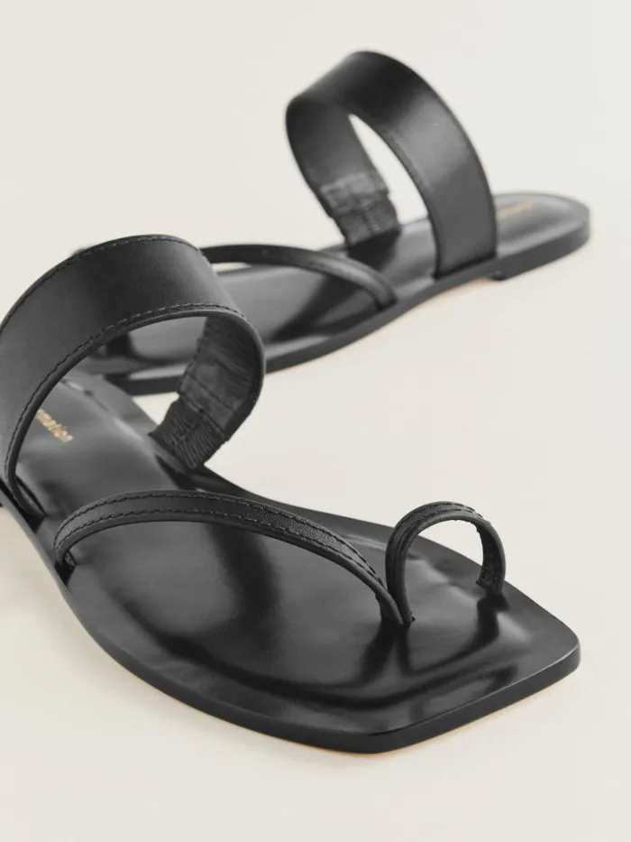 Shoes The Reformation Sawyer Flat Sandal Black Leather