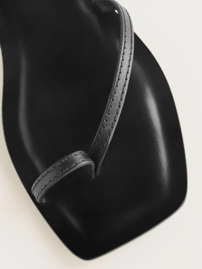Shoes The Reformation Sawyer Flat Sandal Black Leather
