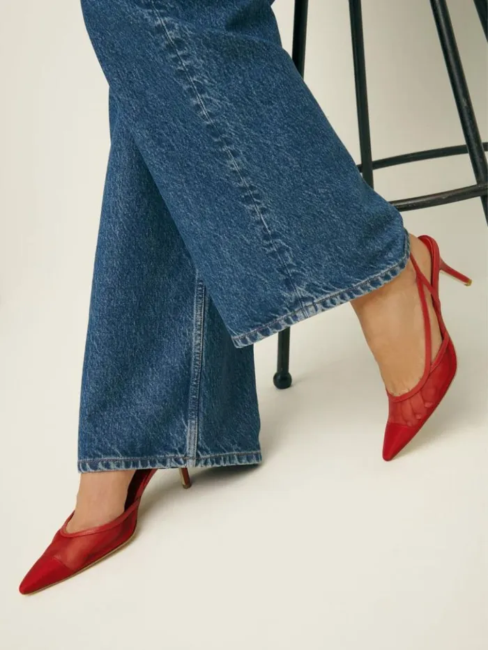 Shoes The Reformation Whitnee Slingback Heels Lipstick Mesh