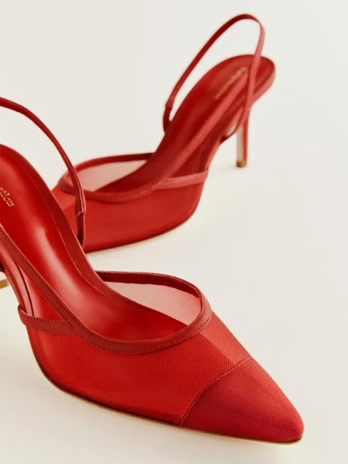 Shoes The Reformation Whitnee Slingback Heels Lipstick Mesh