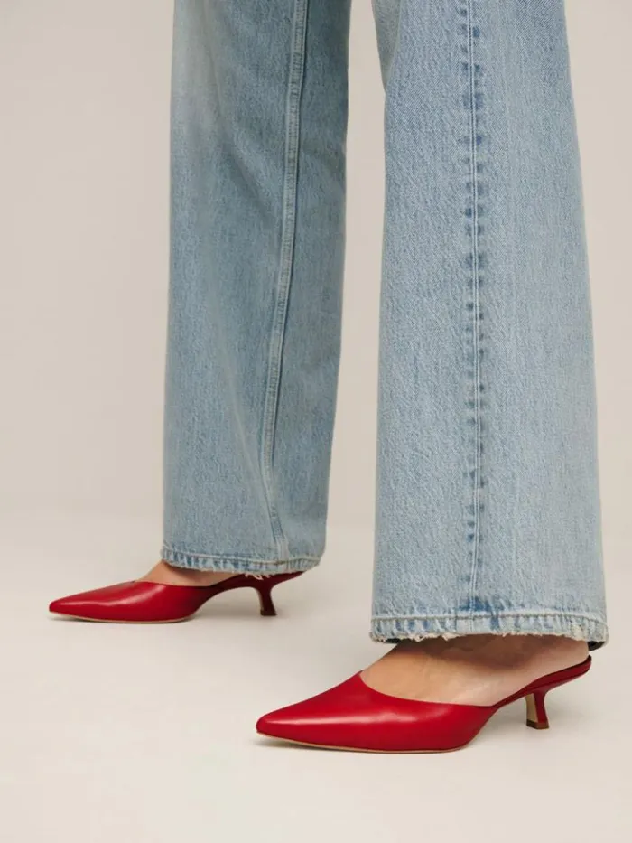 Shoes The Reformation Wilda Kitten Mule Scarlet