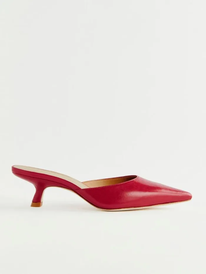 Shoes The Reformation Wilda Kitten Mule Scarlet
