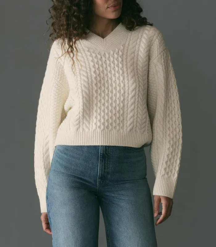 Shop ALEAH SWEATER Ivory DEN Knitwear