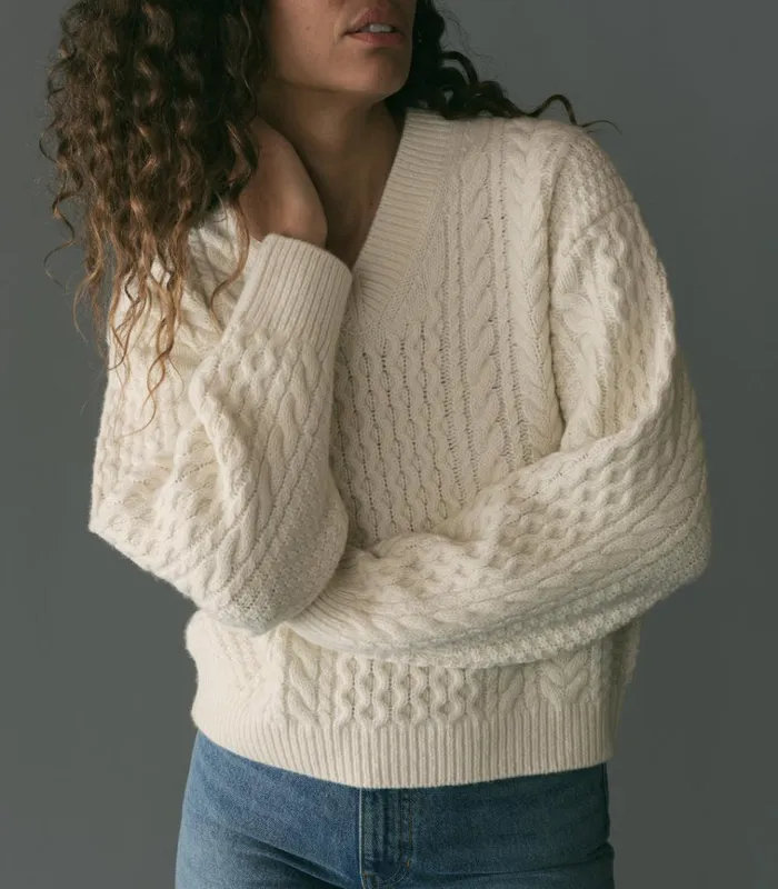Shop ALEAH SWEATER Ivory DEN Knitwear