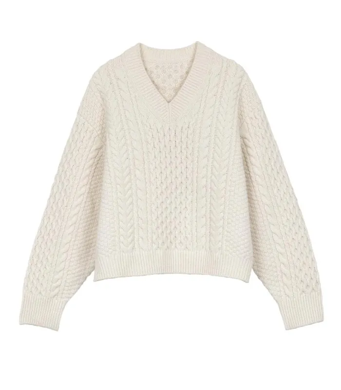 Shop ALEAH SWEATER Ivory DEN Knitwear
