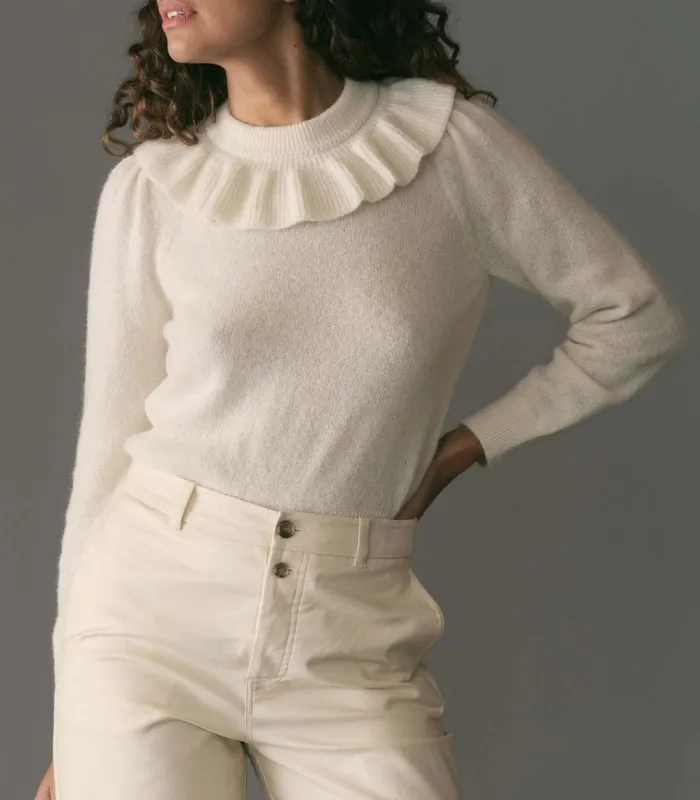 Shop AZARIA SWEATER Ivory DEN Knitwear