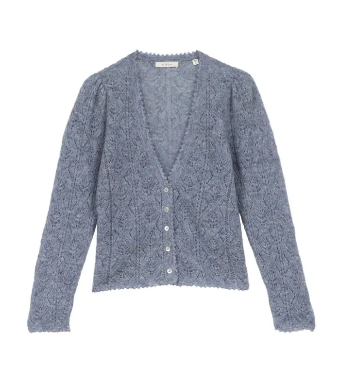 Shop CHANDEL CARDIGAN Azure DEN Knitwear