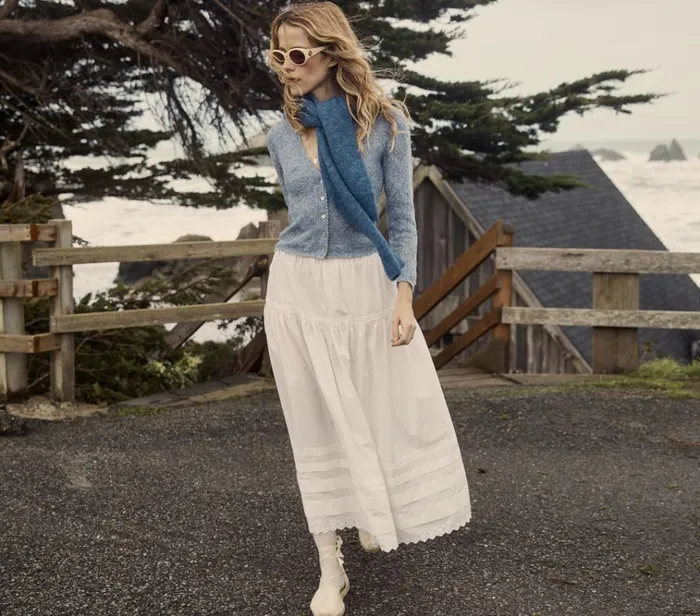 Shop CHANDEL CARDIGAN Azure DEN Knitwear