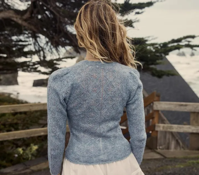 Shop CHANDEL CARDIGAN Azure DEN Knitwear