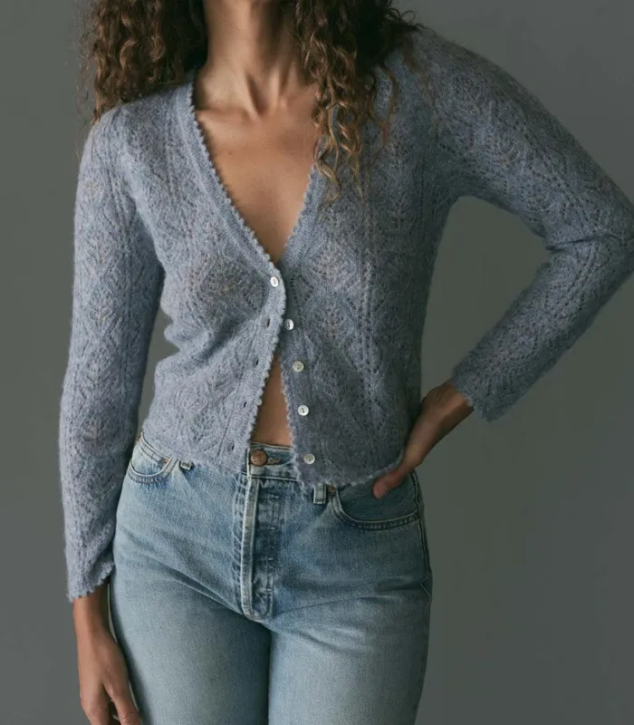 Shop CHANDEL CARDIGAN Azure DEN Knitwear