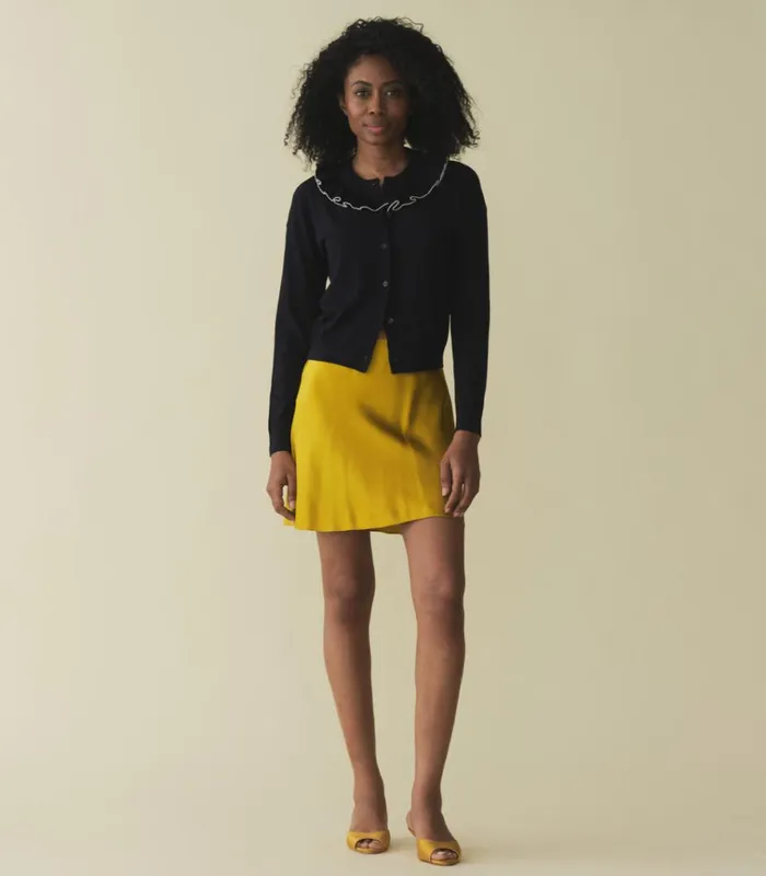 Shop GRAZIA CARDIGAN Navy DEN Knitwear