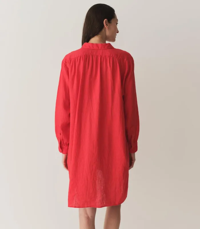 Shop JORA LINEN DRESS Scarlet DEN Dresses