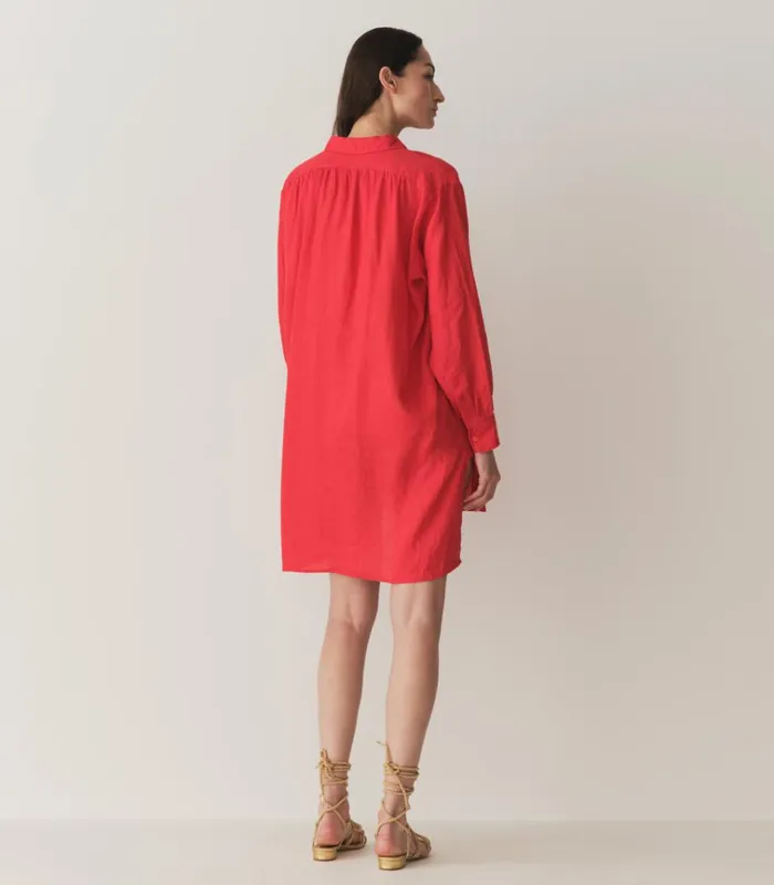 Shop JORA LINEN DRESS Scarlet DEN Dresses