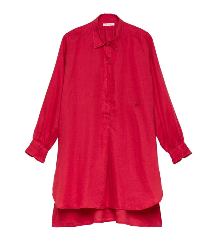 Shop JORA LINEN DRESS Scarlet DEN Dresses