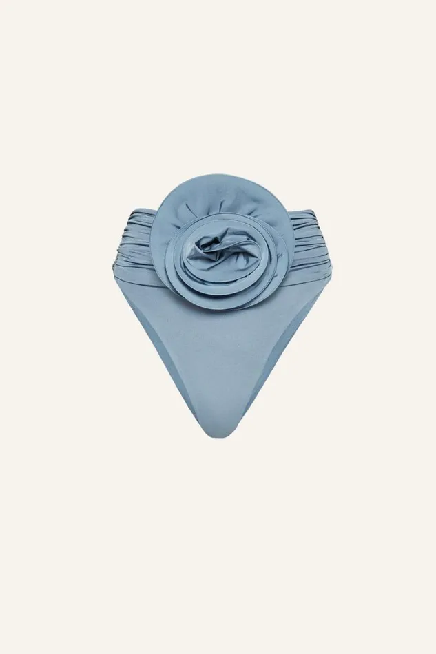 Shop Magda Butrym Beachwear Classic High Waist Flower Swim Bottom In Metallic Light Blue Shop Magda Butrym Beachwear Classic High Waist Flower Swim Bottom In Metallic Light Blue