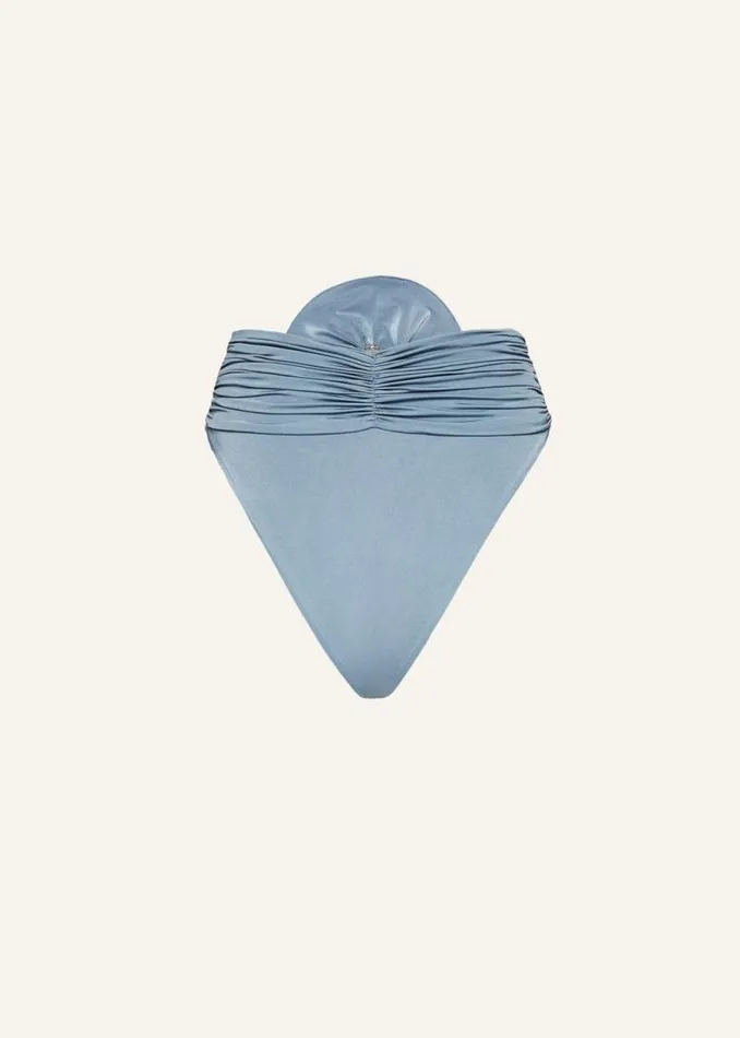 Shop Magda Butrym Beachwear Classic High Waist Flower Swim Bottom In Metallic Light Blue Shop Magda Butrym Beachwear Classic High Waist Flower Swim Bottom In Metallic Light Blue